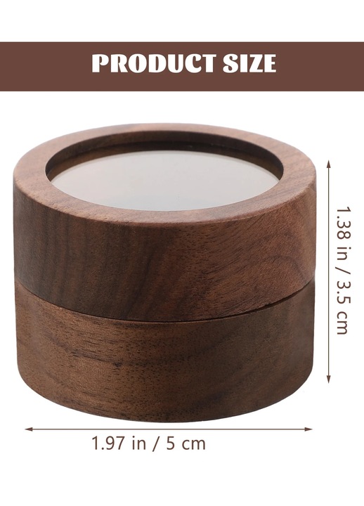 Cutie lemn YANYXR pentru inele, rotunda, cafea, 5x5x3.5cm