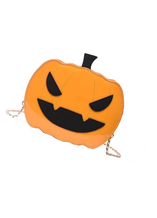 Halloween válltáska lánccal, sárga, 21x16x6cm, PU