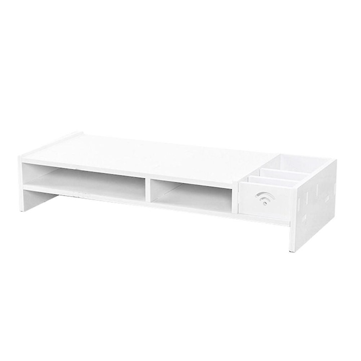 Organizator birou, suport monitor, alb, 48x20x10cm