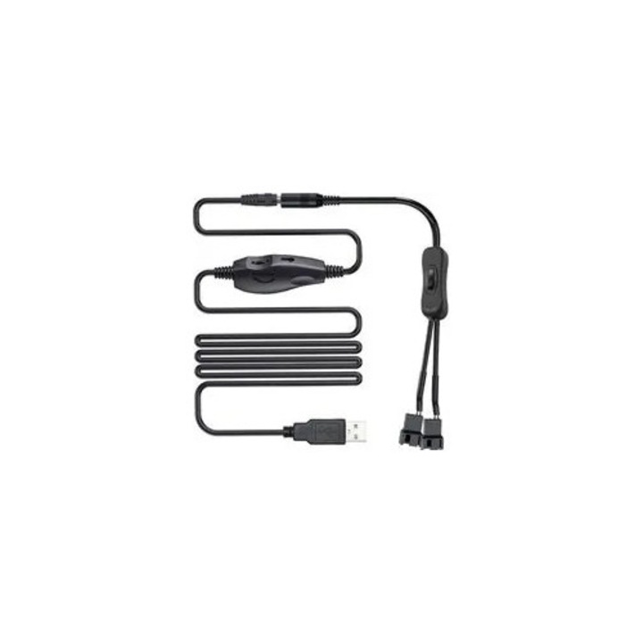 USB 12V ventilátor sebességszabályzó, állítható, PWM 3/4 tűs tápkábel, be/ki kapcsoló