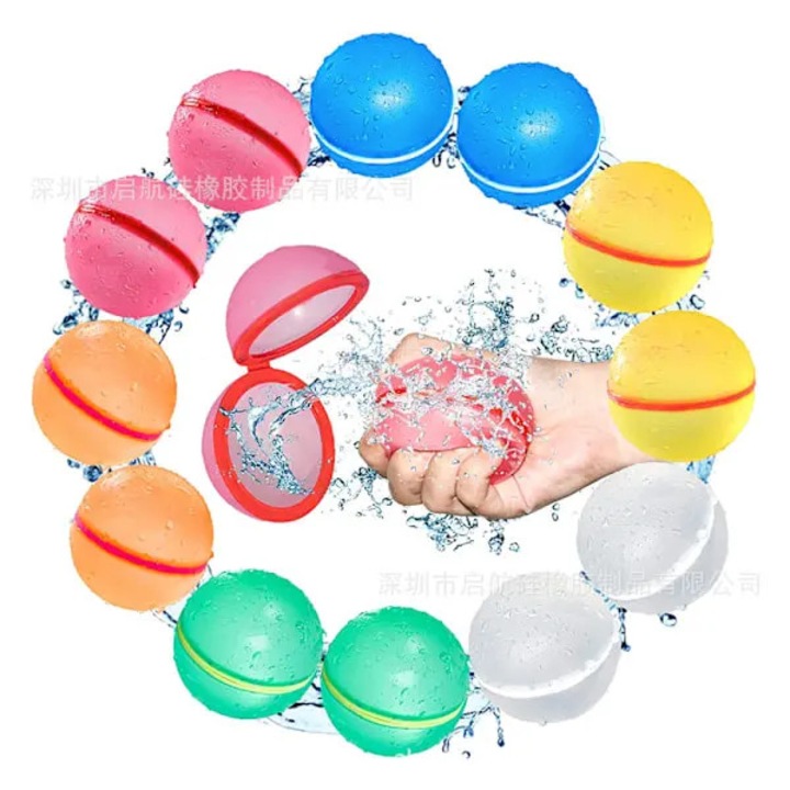 Baloane de apa reutilizabile, set 12 buc, silicon, multicolor, 10x10cm
