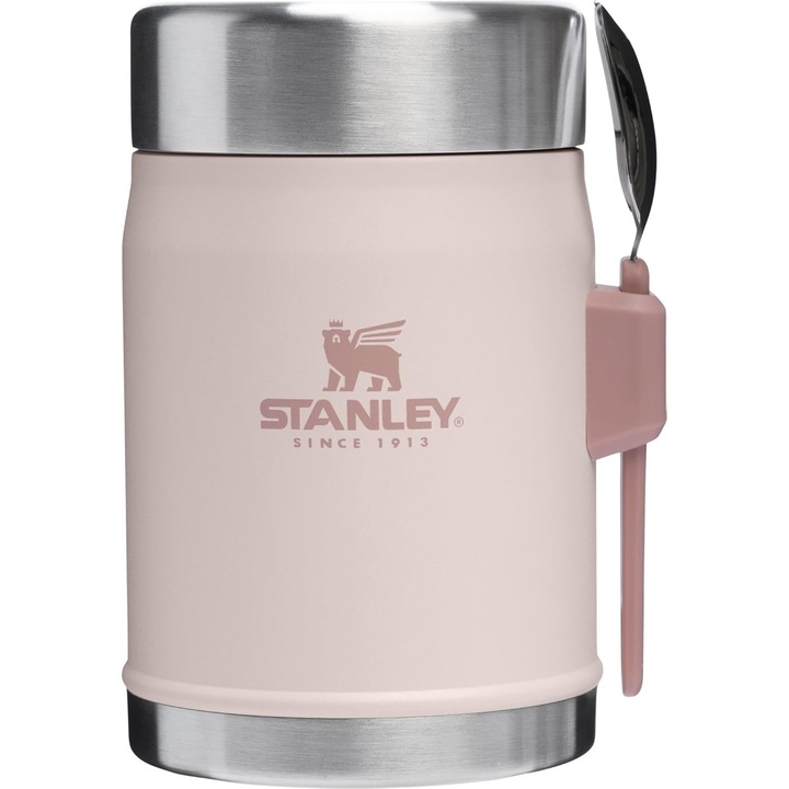 Termos Stanley Classic, BPA-Free, roz, 414ml, cu lingurita