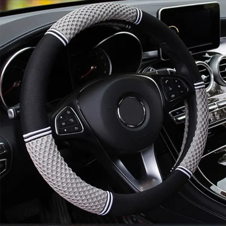 Husa volan auto, mesh 3D, gri, marime universala