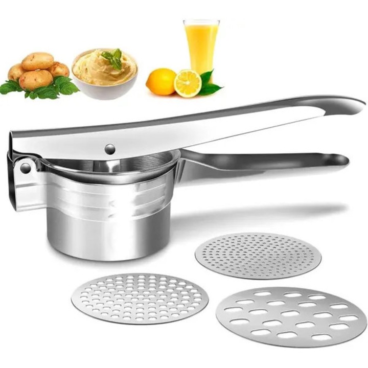 Presa spaetzle si zdrobitor cartofi inox 27x10cm set 3 discuri interschimbabile