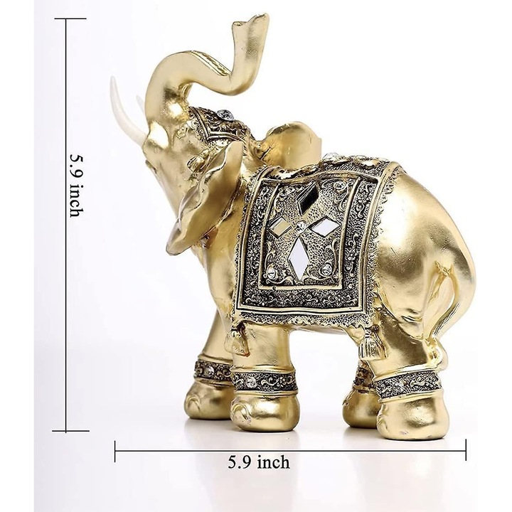 Statuete elefant pereche, rasina aurie, antiderapant, 1.48lb, decor