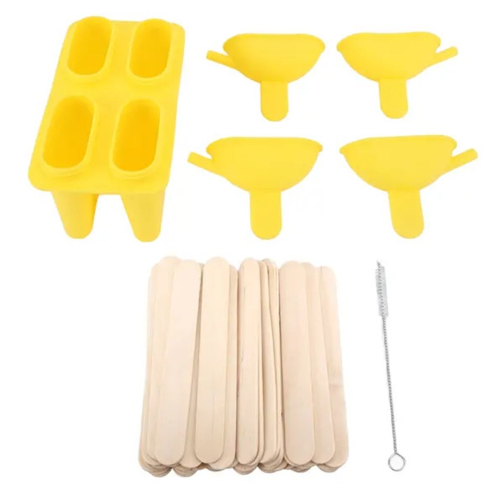 Set forme inghetata silicon cu 50 betisoare galben 5 piese 407g