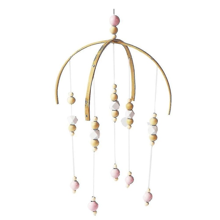 Mobilier decorativ din lemn, clopotel vant, alb roz, 50x33x33cm