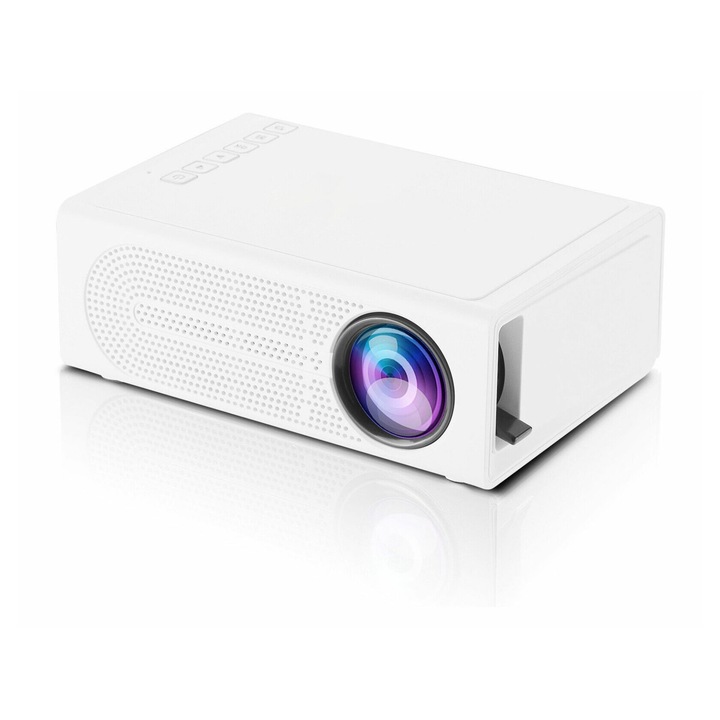 Videoproiector portabil LED HD 1080P alb compact
