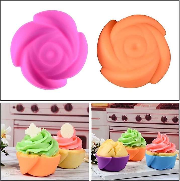 Set 24 forme silicon pentru copt, multicolor, 6x3cm