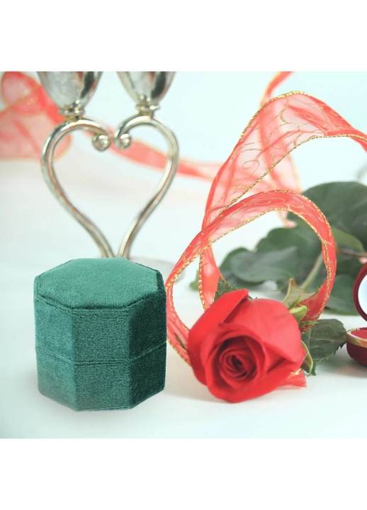 Cutie bijuterii YANYXR verde 5x5x4.3cm flanel si ABS
