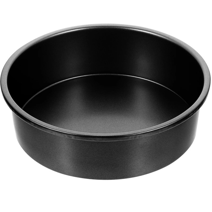 Tava rotunda de copt YANYXR, otel carbon, detasabila, negru, 22x20.5x6.3cm