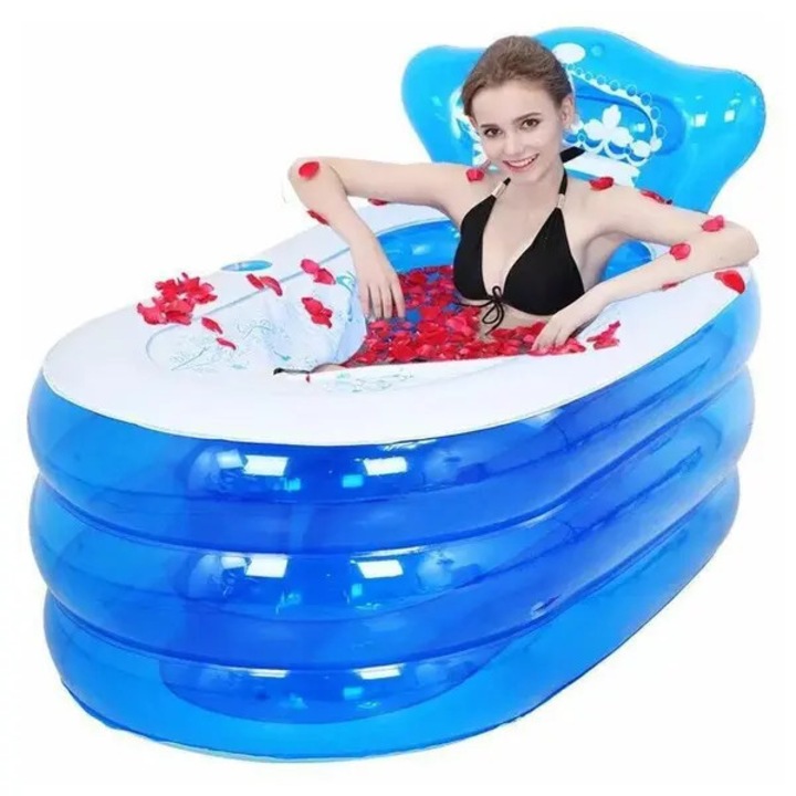 Cada gonflabila pliabila PVC 130x70x70cm albastru sau roz pentru adulti