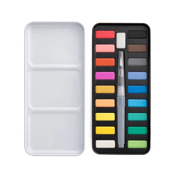 Set acuarele solide YANYXR 18 culori negru 24x1cm