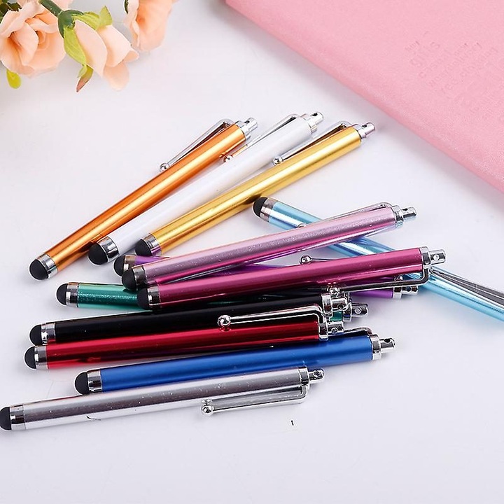 Set 12 stylus capacitiv multicolor, 12 culori, aluminiu, 14cm