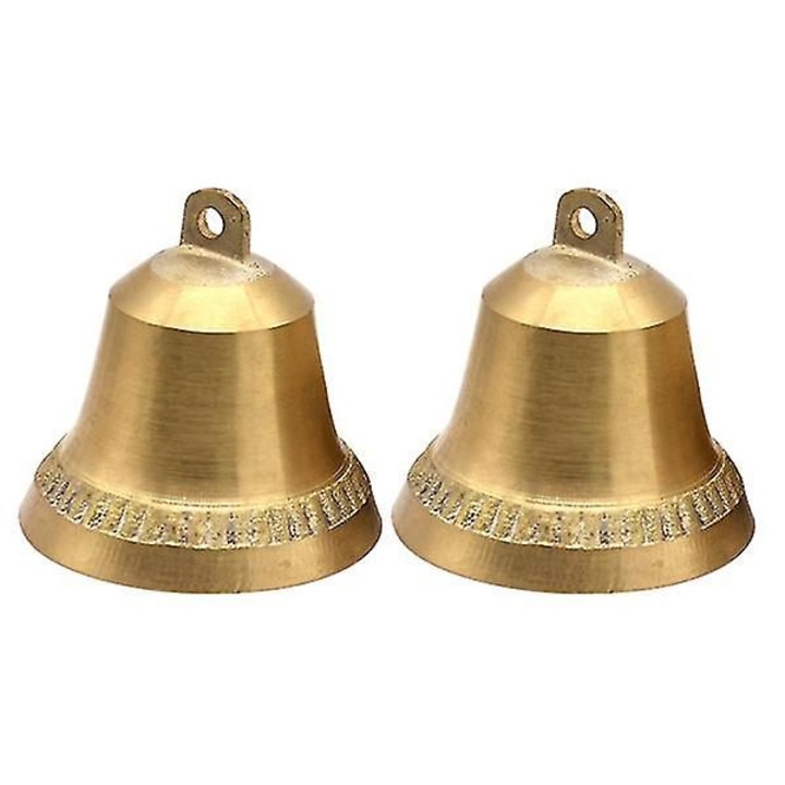 Set 2 clopote vintage din cupru auriu, rezistente, 5x5cm