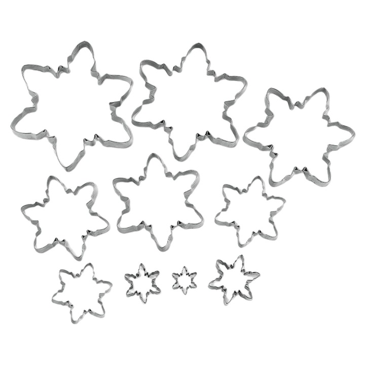 Set 10 forme prajituri fulg de nea, inox, 320g