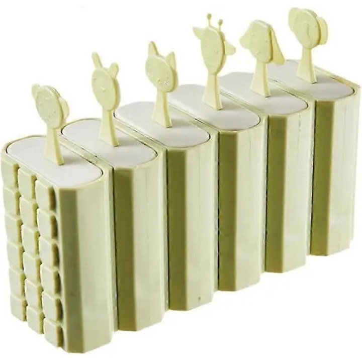 Set forme inghetata 6 celule, reutilizabil, verde, 6x10cm