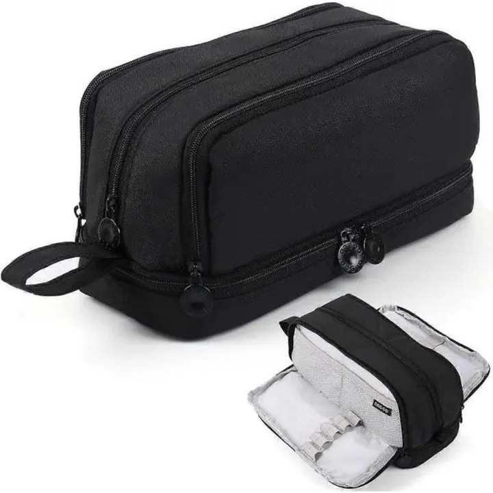 Penar mare capacitate, 4 compartimente, negru, 22x9.5x10cm