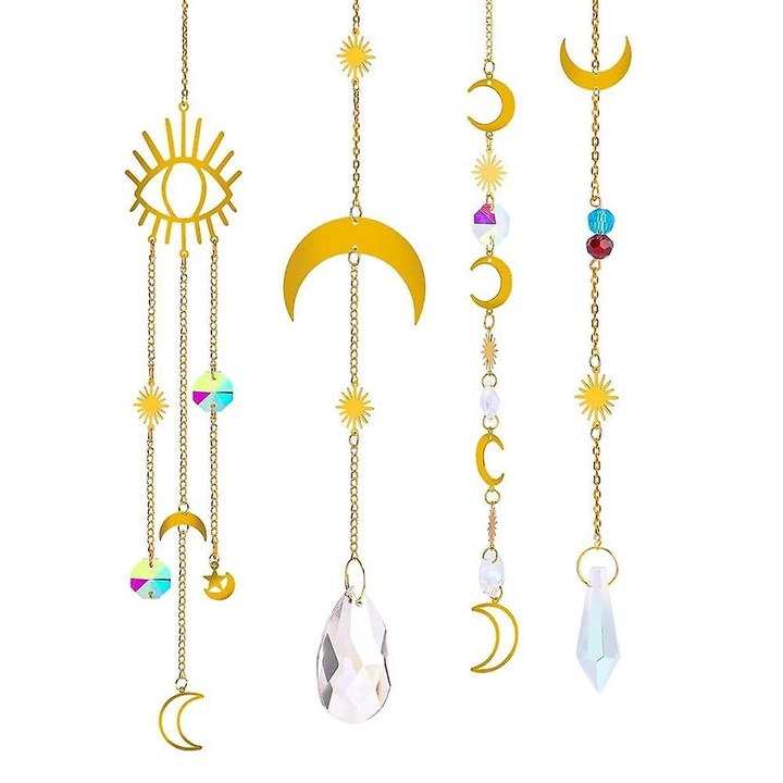 Set 4 pandantive cristal suspendate multicolor 5x3cm