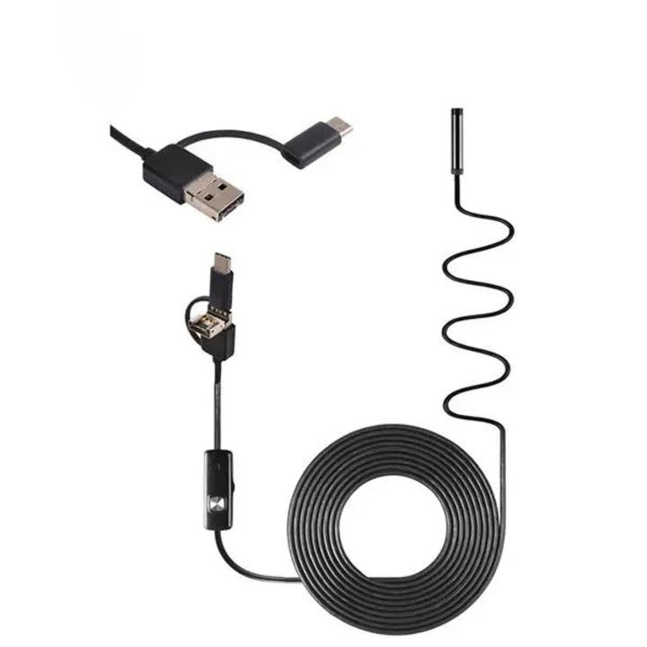 Camera endoscopica, 6 LED, negru, 12x12x35cm, cablu 2m, IP67 waterproof