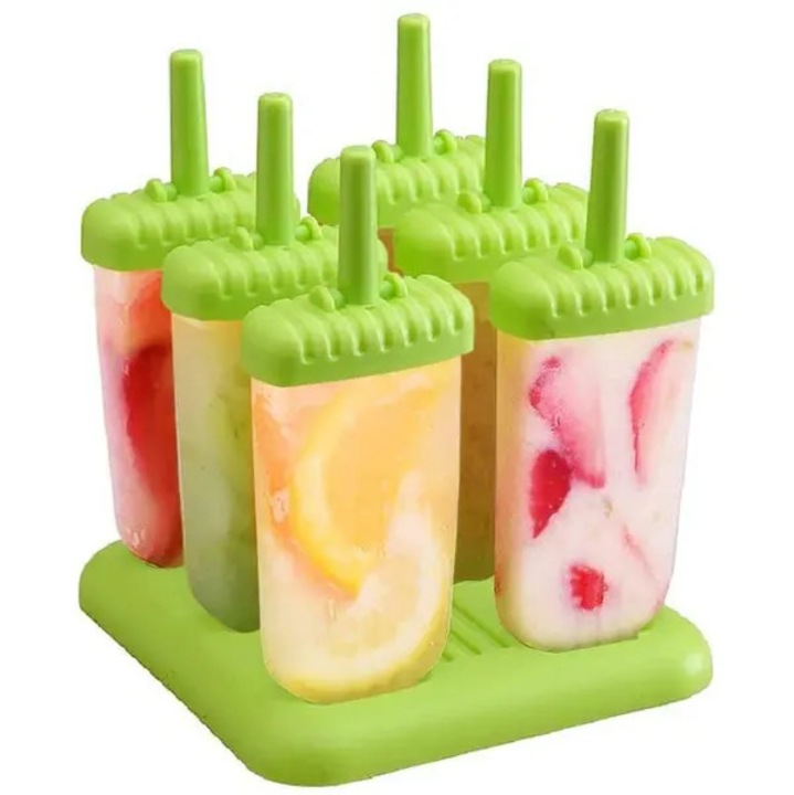 Set 6 forme inghetata reutilizabile, non-toxic, lavabile masina vase, multicolor, dimensiuni mici