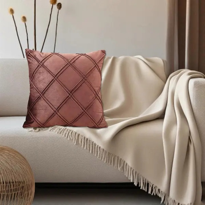 Perna decorativa 45x45cm, model in cruce, rosu pepene, moale