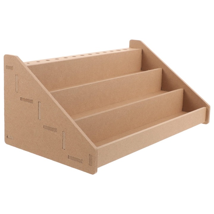 Suport lemn pentru vopsele si pensule, 13 compartimente, 31x18.5x13cm