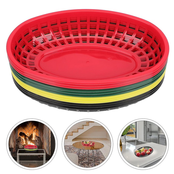 Set 12 cosuri plastic pentru servire, oval, multicolor, 24x15.5x4.5cm