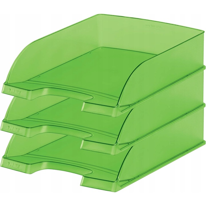 Set 3 tavi documente Leitz Plus, verde deschis, A4, plastic, 3 buc