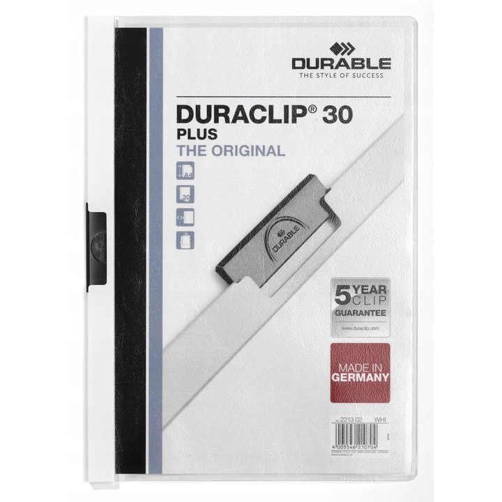 Durable Duraclip iratrendező készlet, 25 db, fehér, A4, 30 lapos