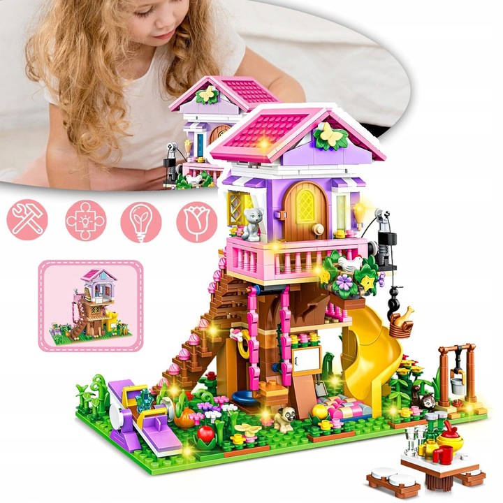 Set 685 piese, casa in copac, elemente natura, multicolor, 685 piese