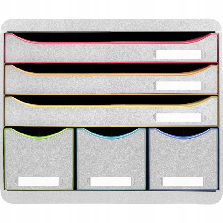 Dulap pentru documente Exacompta 306913D, 6 sertare, alb harlekin, 27x35.5x27.1cm