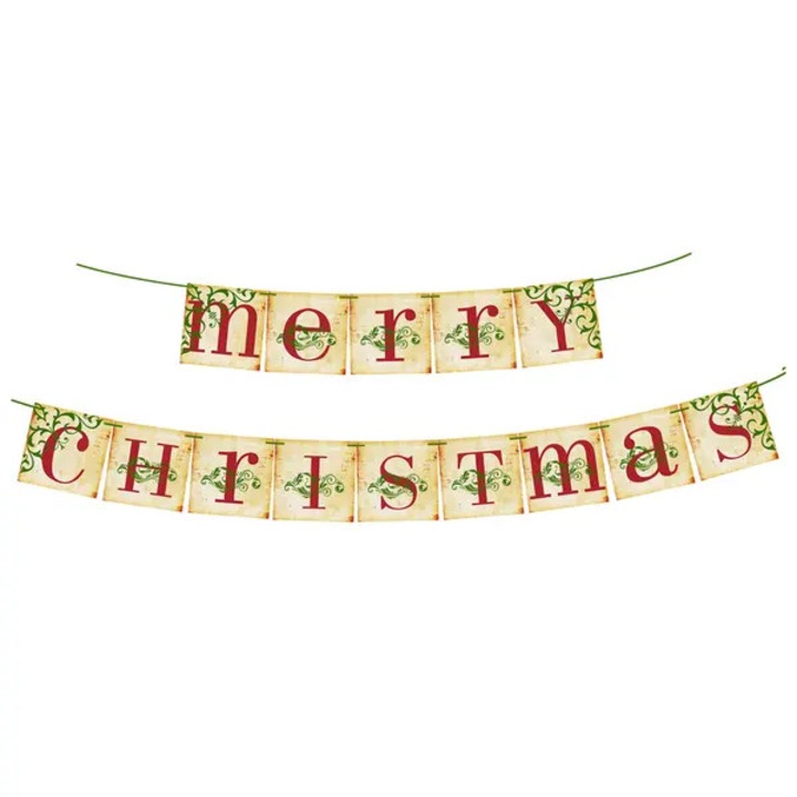 Banner Craciun Retro, decor festiv, multicolor, 150x30cm