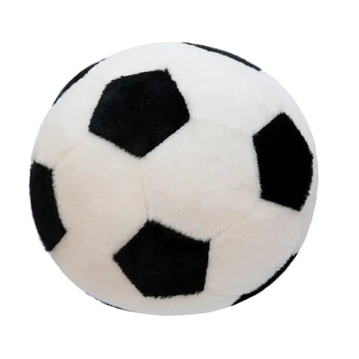 Perna decorativa rotunda fotbal moale alb-negru 35x35cm