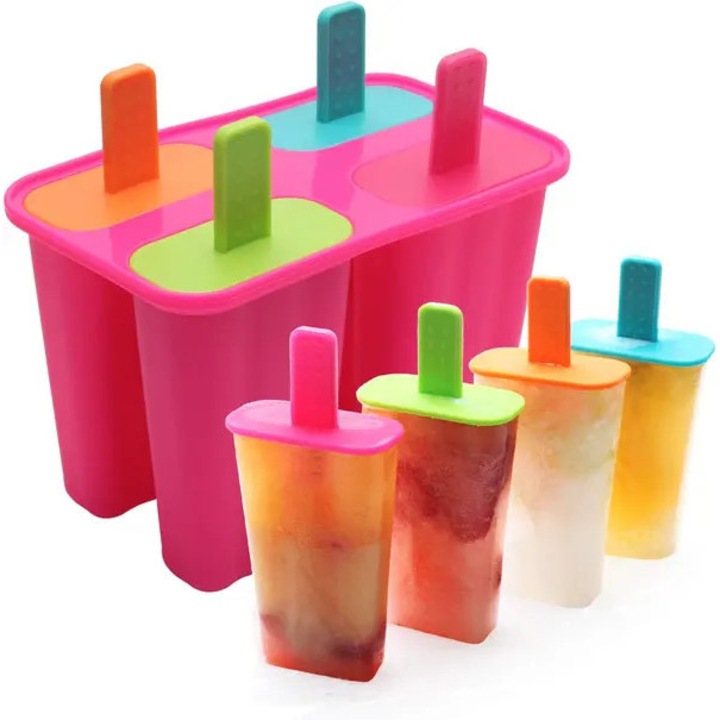 Set forme inghetata silicon, 4 gauri, roz, 20x10x5cm