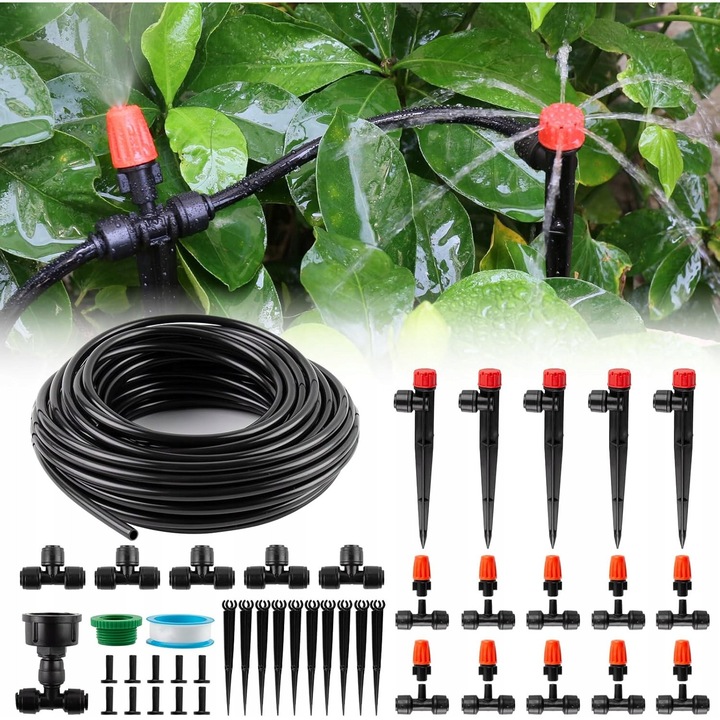 Sistem irigare prin picurare 20m furtun 1/4 inch reglabil set