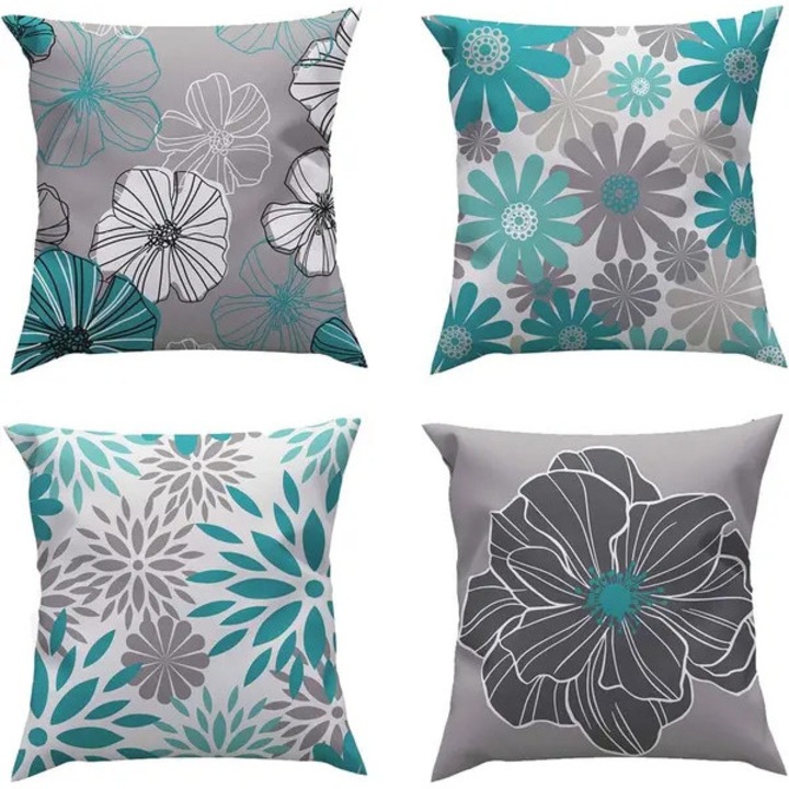 Set 4 fete de perna decorative, 45x45cm, multicolor, poliester