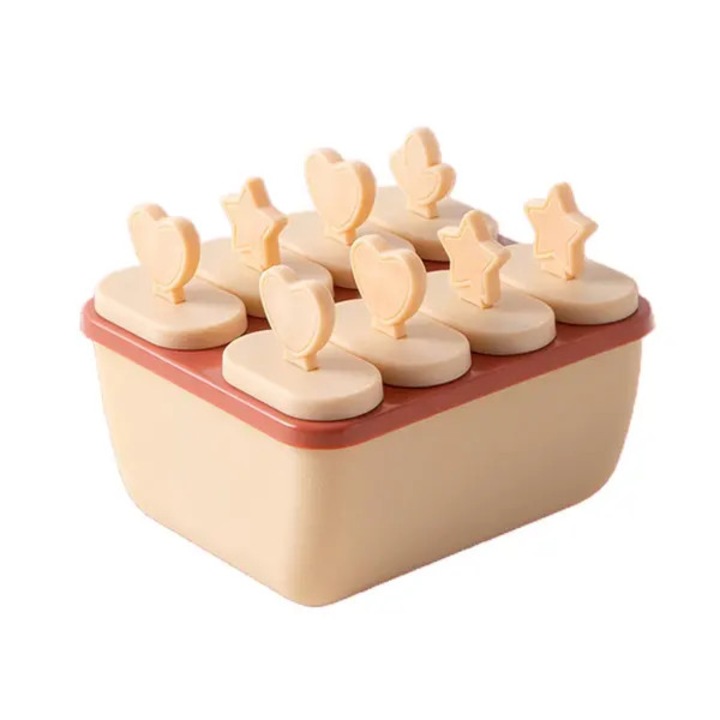 Forma plastic reutilizabila 8 gauri pentru mini inghetata, multicolor, 15x10cm