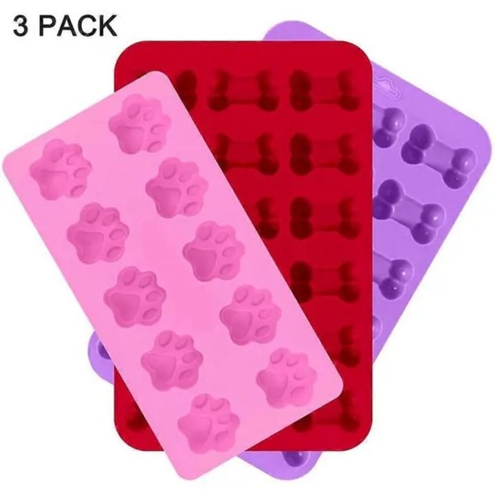 Set 3 forme silicon, os si laba, roz mov rosu, 23.1x14.5x1.5cm 22.9x10.9x2cm