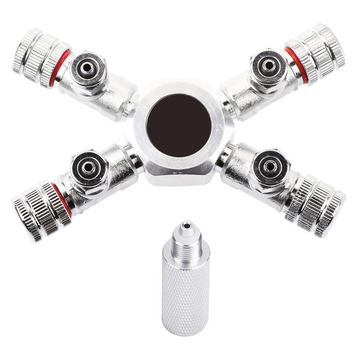 Distribuitor CO2 pentru acvariu 4 cai aluminiu inox
