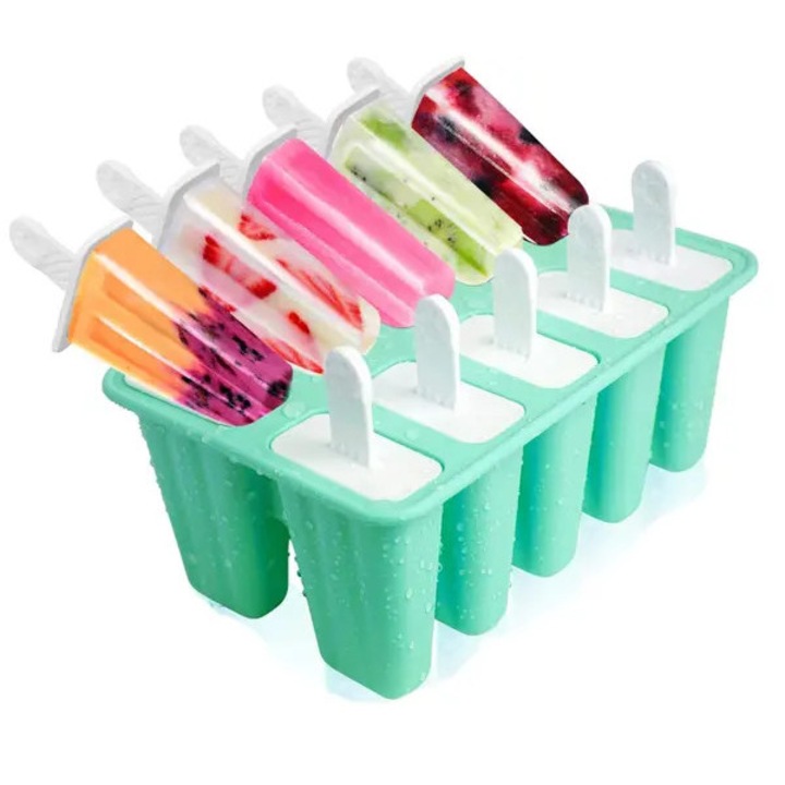 Forme silicon reutilizabile pentru inghetata, set, sigur, usor de curatat, multicolor, 20x10cm