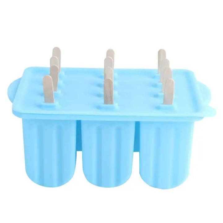 Forma silicon pentru inghetata 12 grile cu capac si betisoare multicolor 22x13.5x9.5cm