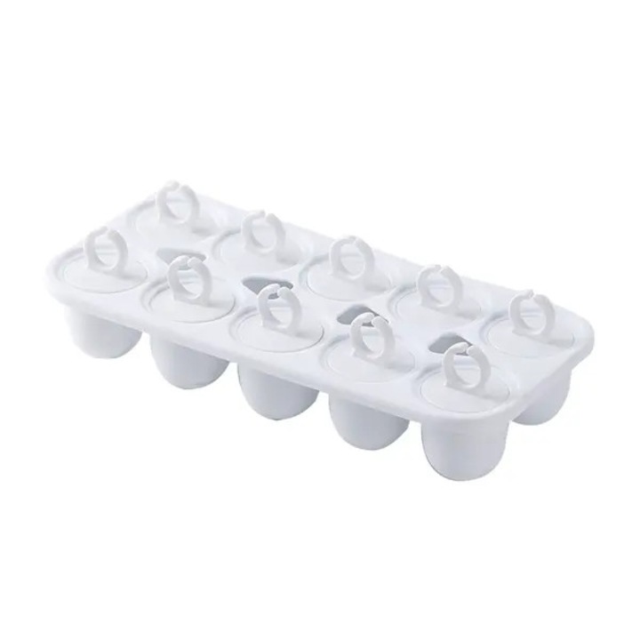 Forma de inghetata 10 gauri, plastic, reutilizabil, alb-galben, 10x15cm