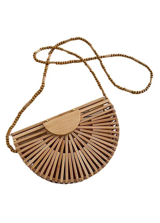 Női táska, bambusz, bohém, 20x13x5cm, crossbody, nyári
