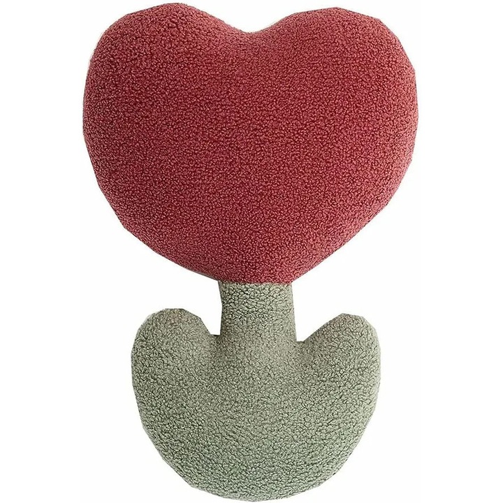 Perna decorativa floare rosie 32x43cm, material poliester, umplutura bumbac PP