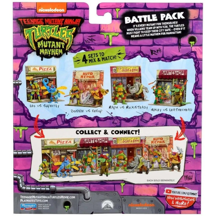 Фигурка Playmates TMNT Mutant Mayhem комплект 2 многоцветен 12см