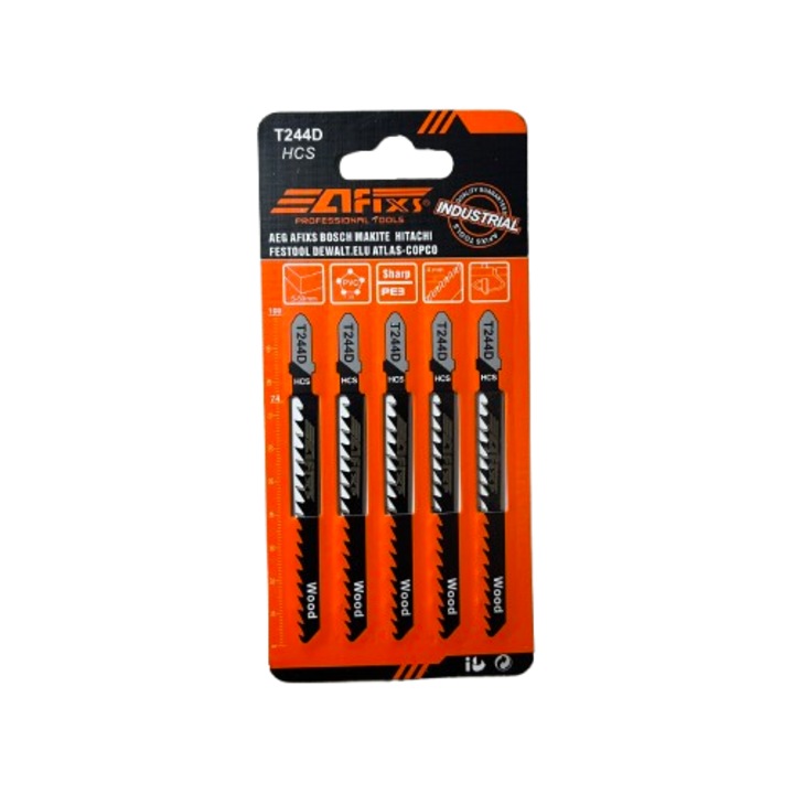 Panza, lama, fierastrau pendular, pentru metal, aluminiu, HCS, prindere tip T, set 5 buc, 100 mm, 244D, Afixs