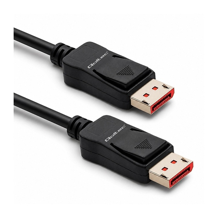 Kábel Qoltec DisplayPort v2.1 apa csatlakozóval, DisplayPort v2.1 apa csatlakozóval, 8K, 54G, 0, 5 m