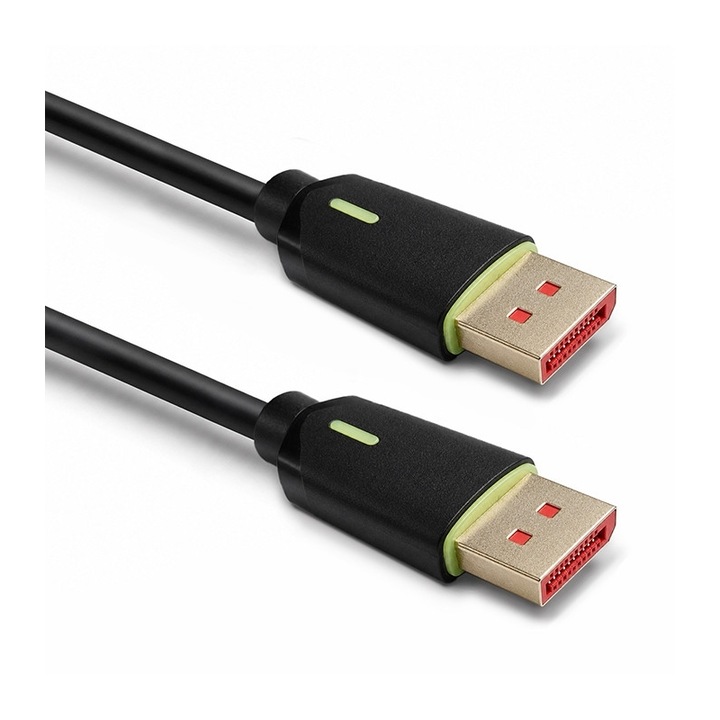 Kábel Qoltec DisplayPort v2.1 apa csatlakozóval, DisplayPort v2.1 apa csatlakozóval, 8K, 80G, 1, 5 m