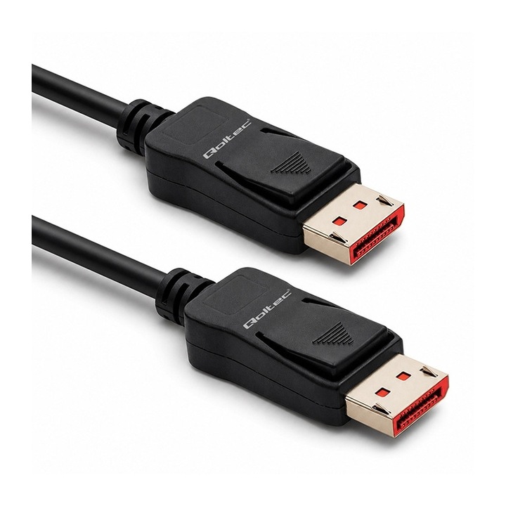 Qoltec DisplayPort v2.1 kábel apa csatlakozóval, DisplayPort v2.1 apa csatlakozóval, 8K, 40G, 0, 5 m